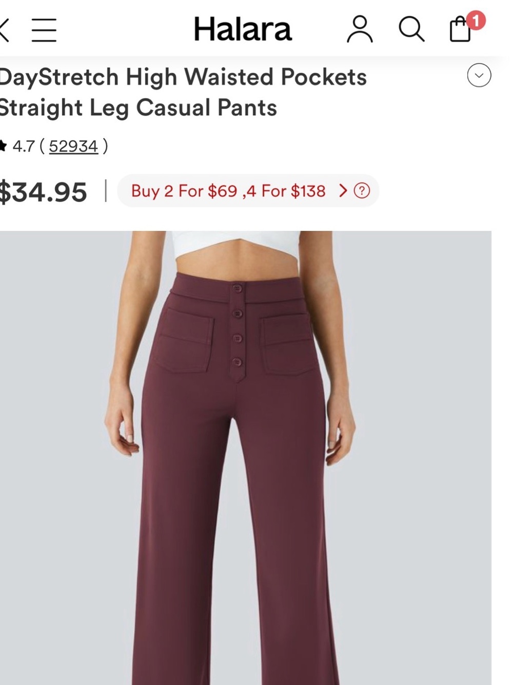 NWT HALARA DayStretch Wide-Leg High Rise Sailor Pants